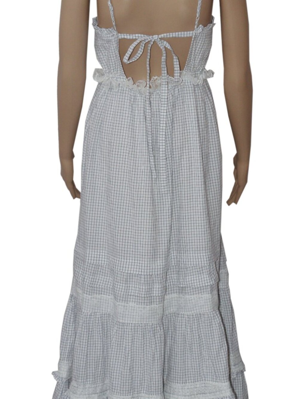 Kimchi Blue Paloma Tie-Back Bow Apron Midi Dress Ruffle S - Picture 5 of 6